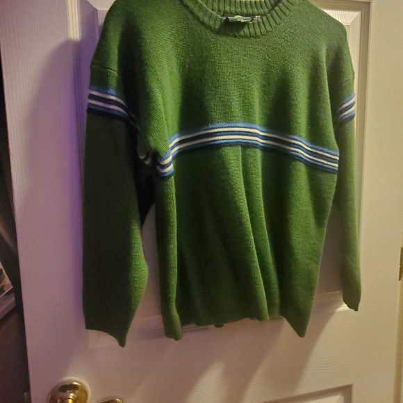 Green and Blue Striped Crew Neck Sweater - Picture 2 of 8